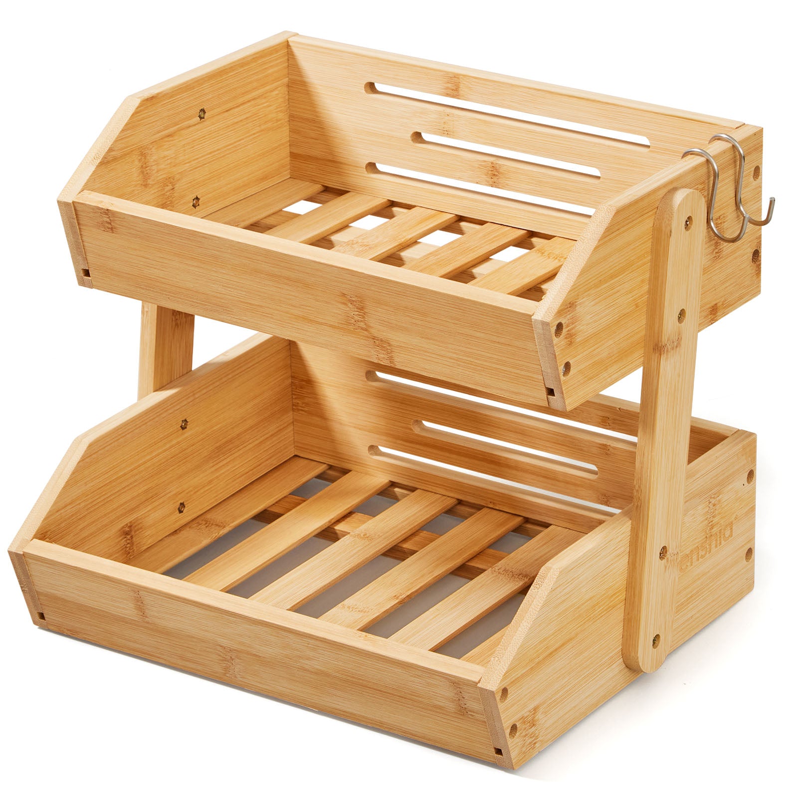2-Tier Bamboo Countertop Organizer Storage Rack