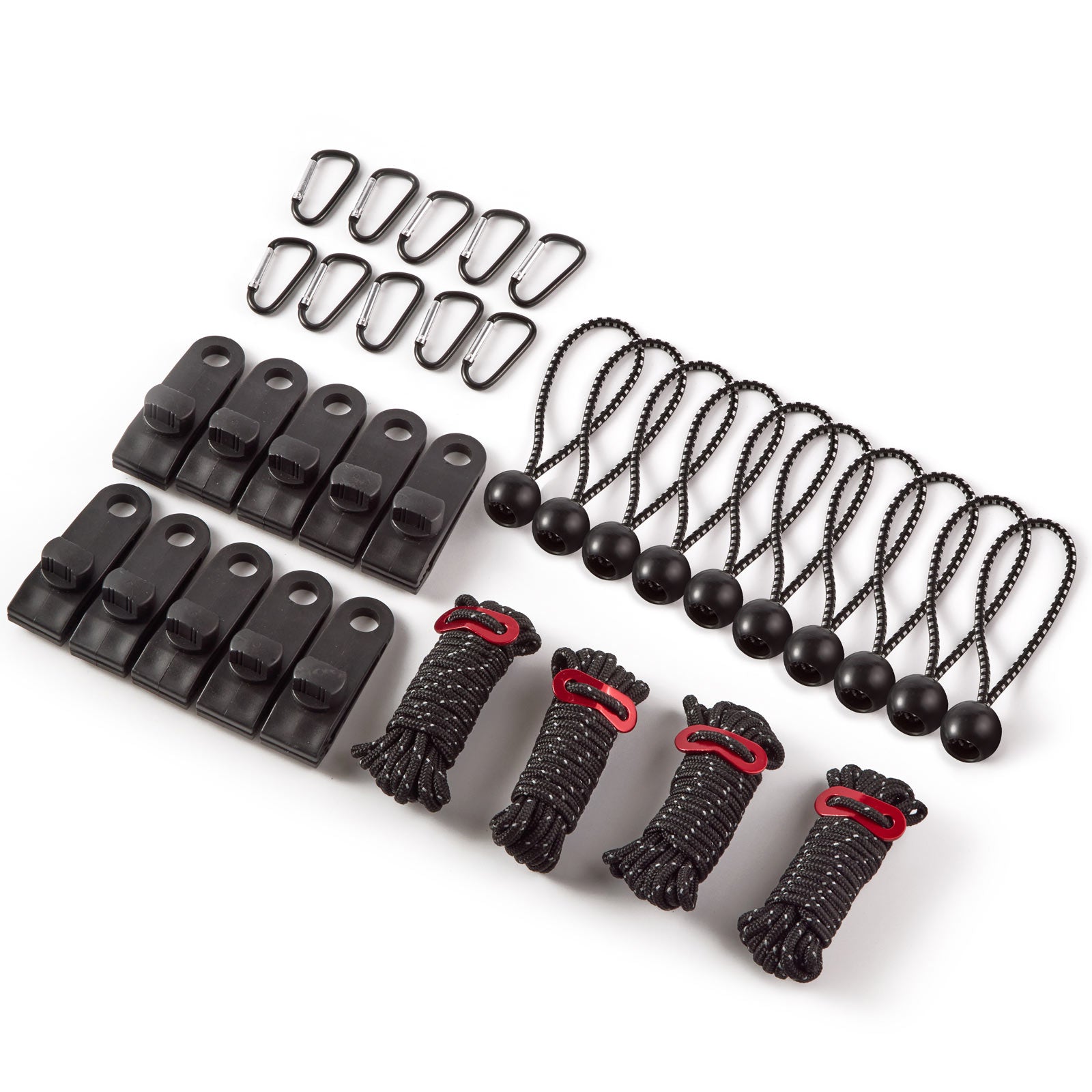 Tarp Clips Heavy Duty 12-Piece Camping Tent Clamps Bungee Ball Cord Set