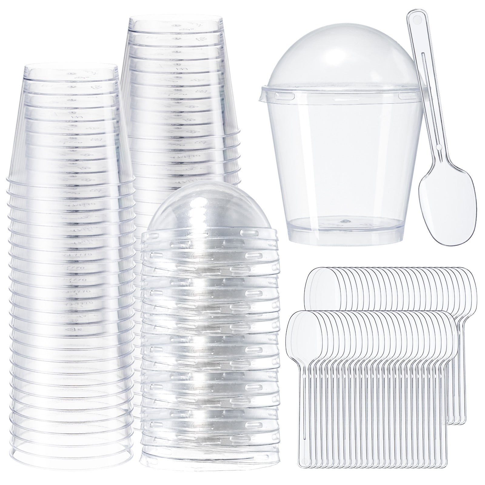 170ML Round Cup with Lid + Spoon - 50pcs