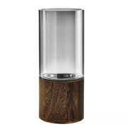 Clear Glass Vase Tung Wood Base Floral Arrangement Holder