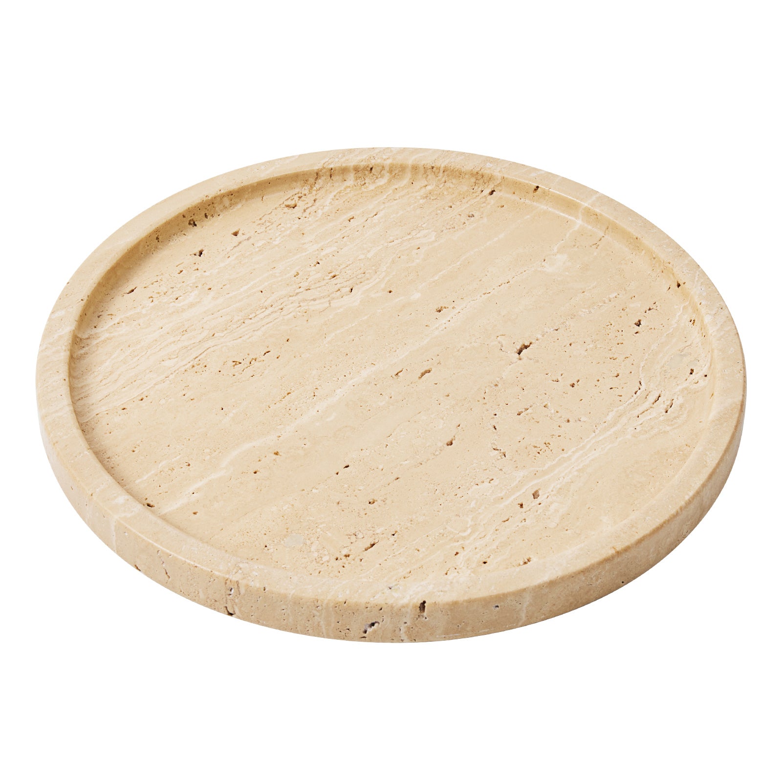 Travertine Decorative Tray Marble Vanity Organizer - Round