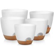 Self-Watering Plant Pots - 5-Pack Indoor Plastic Garden Planters
