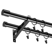 Adjustable Heavy-Duty Steel Double Curtain Rod Set with 40 Rings | 122–213 cm