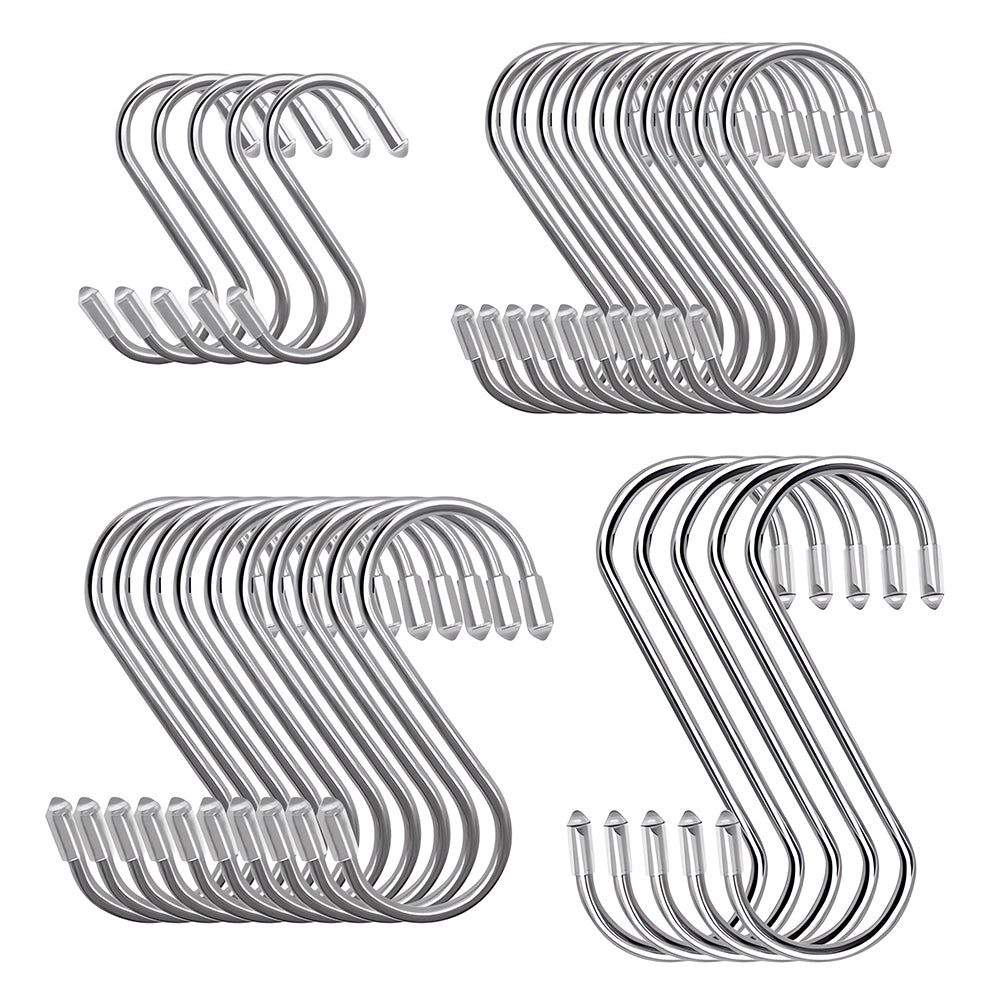 S-Shaped Hooks 30 Pack Stainless Steel Hanging Pegs