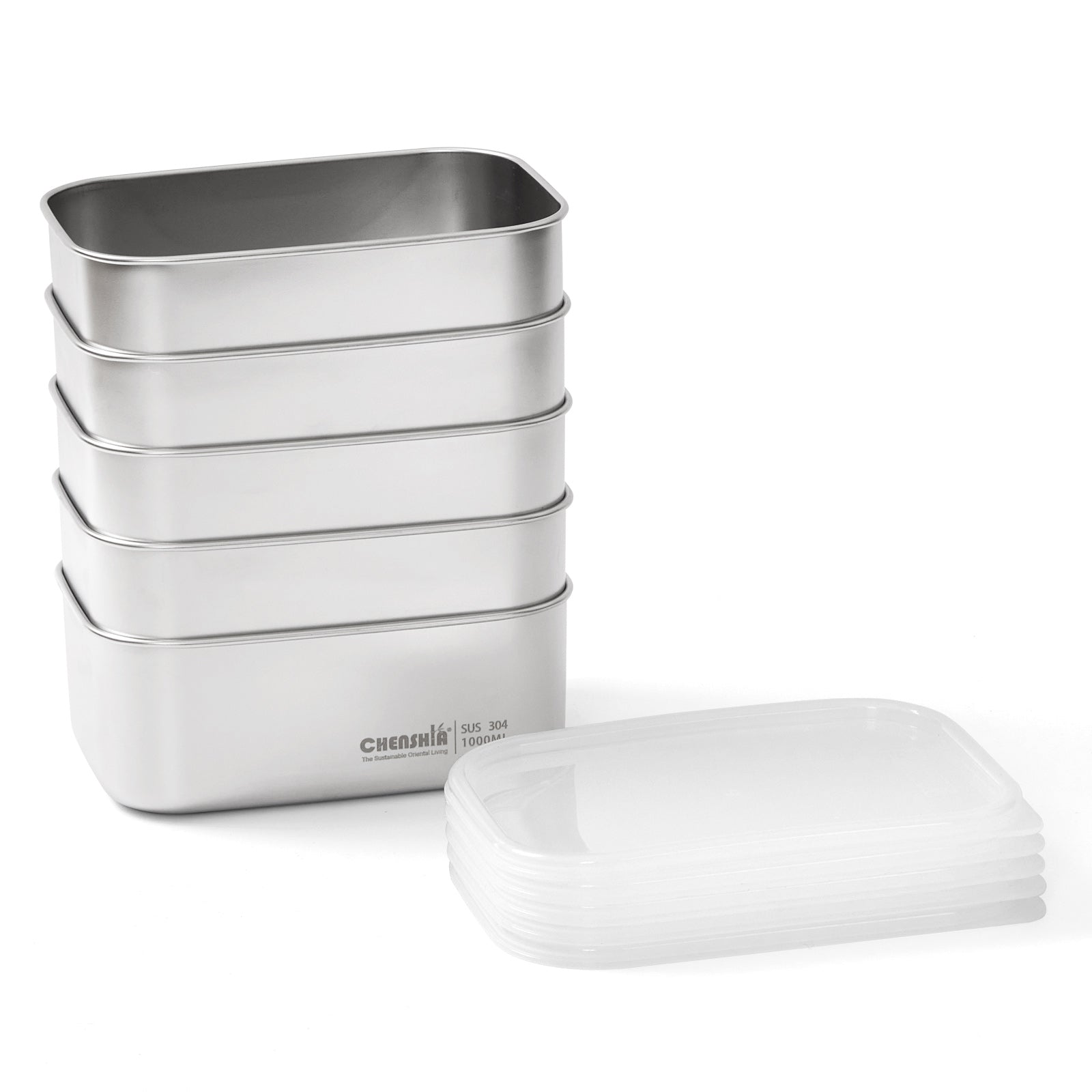 1000ml Stainless Steel Food Storage Containers with Lids - 5 Pack