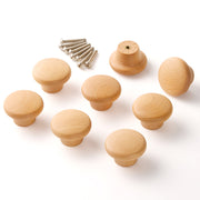 8Pc Round Wooden Mushroom Drawer Knobs with Screws
