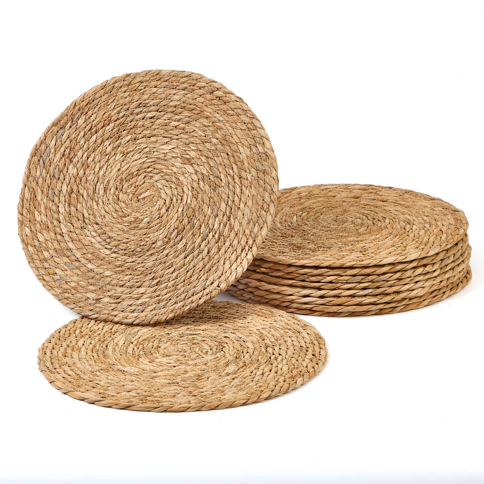 Round Woven Water Hyacinth Placemat Set - 10 Pack
