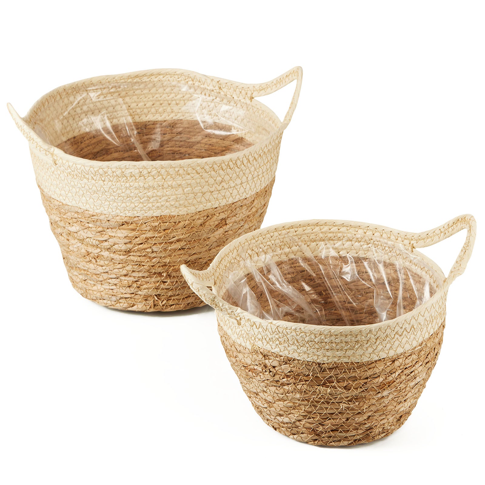 Woven Mat Grass Planter Flower Basket Set