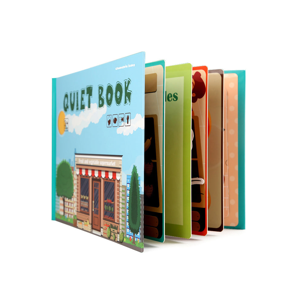 Kids Montessori Picture & Puzzle Sticker Quiet Book - Fruit & Veg