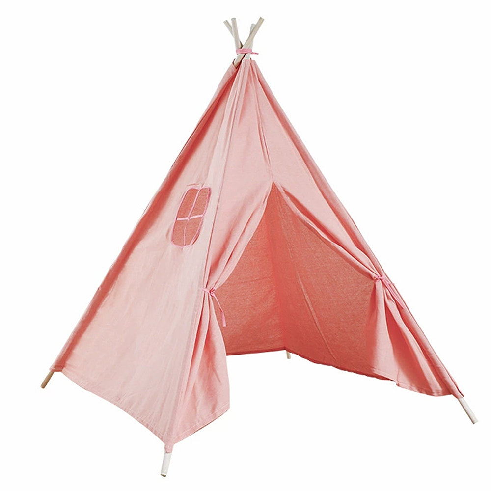 Kids Teepee Tent Cotton Canvas Indoor Playroom Playhouse Nook - Pink