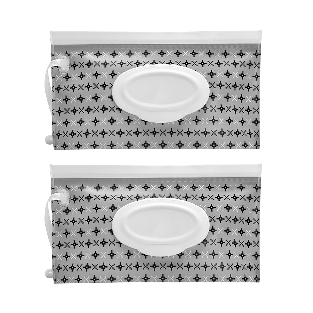 Grey Refillable Wet Wipe Pouch Set